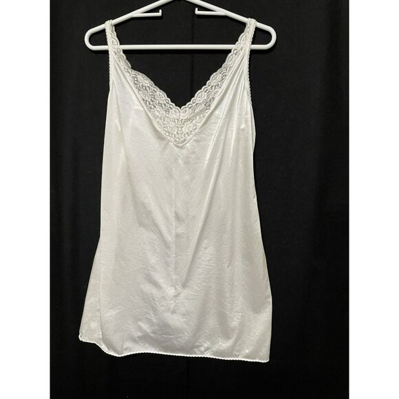 Vanity Fair Silky White Nylon Lace Nightgown Negligee Short Slip Size 36 Vintage - Picture 3 of 8